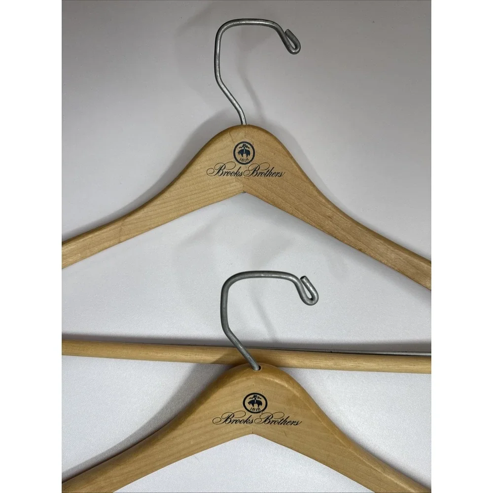 Lot Of 2 Vintage BROOKS BROTHERS Wooden Suit Coat Clothes Hangers Classics